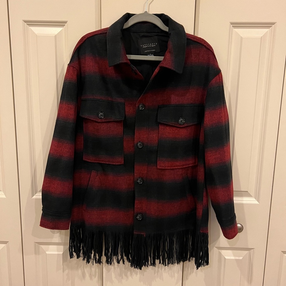 Flannel style tassel jacket